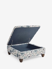 Nina Campbell Solana Indigo Blue Mason Square Ottoman - Image 6 of 7