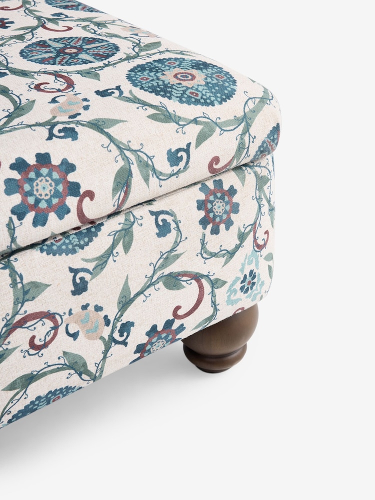 Nina Campbell Solana Indigo Blue Mason Square Ottoman - Image 7 of 7