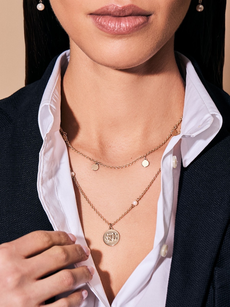 Lauren Ralph Lauren Gold Tone Evangeline Pearl Multi Row Necklace - Image 2 of 3