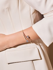 Lauren Ralph Lauren Gold Tone Light Sapphire Stone Cuff Bracelet - Image 2 of 2