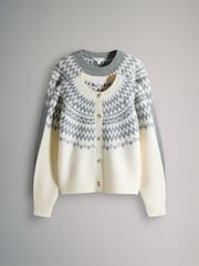 The Set Dark Grey/Cream 2 Pack Fairilse Pattern Knitted Jumper and Cardigan Set - Image 1 of 5