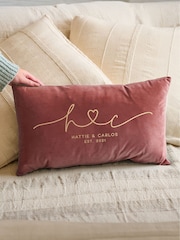 Couples Initials Velvet Cushion by No Ordinary Gift - Image 1 of 4