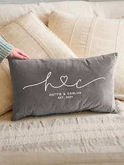 Couples Initials Velvet Cushion by No Ordinary Gift - Image 2 of 4