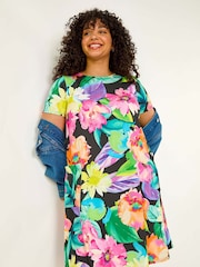Roman Multi Curve Leaf Print Pocket Dress - Image 1 of 5