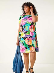 Roman Multi Curve Leaf Print Pocket Dress - Image 2 of 5