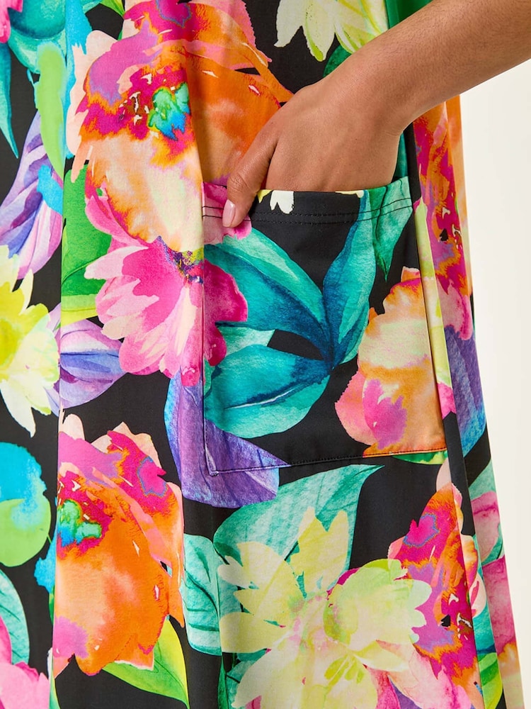 Roman Multi Curve Leaf Print Pocket Dress - Image 5 of 5