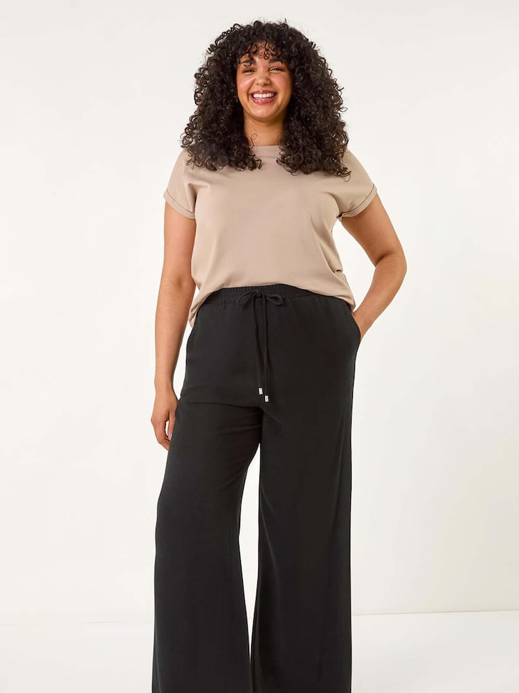 Roman Black Curve Linen Mix Trousers - Image 2 of 5