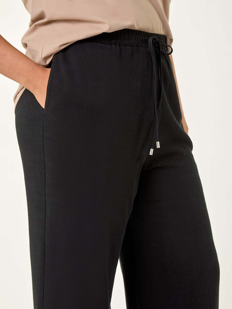 Roman Black Curve Linen Mix Trousers - Image 5 of 5