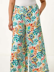 Roman Blue Curve Abstract Print Trousers - Image 4 of 5