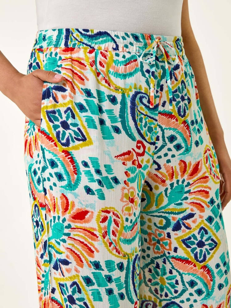 Roman Blue Curve Abstract Print Trousers - Image 5 of 5
