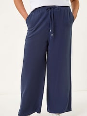 Roman Blue Curve Linen Mix Trousers - Image 3 of 5