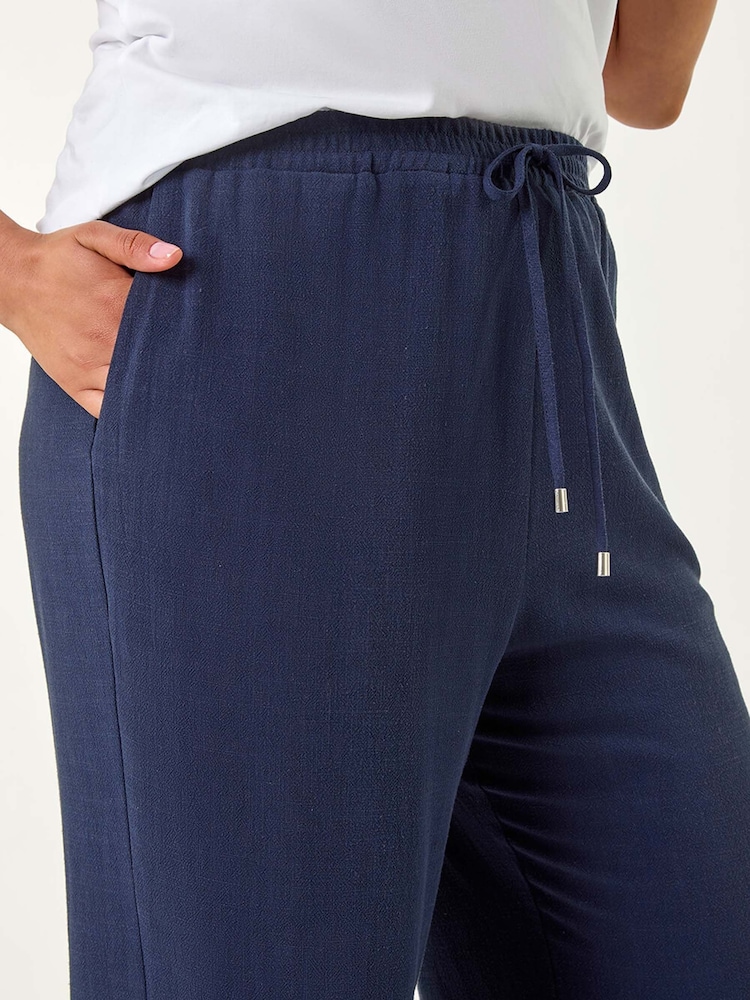 Roman Blue Curve Linen Mix Trousers - Image 5 of 5