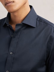 Reiss Blue Bishopsgate Regular Fit Cotton-Tencel Stretch Shirt - Image 3 of 8