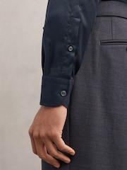 Reiss Blue Bishopsgate Regular Fit Cotton-Tencel Stretch Shirt - Image 4 of 8