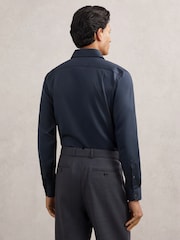 Reiss Blue Bishopsgate Regular Fit Cotton-Tencel Stretch Shirt - Image 6 of 8