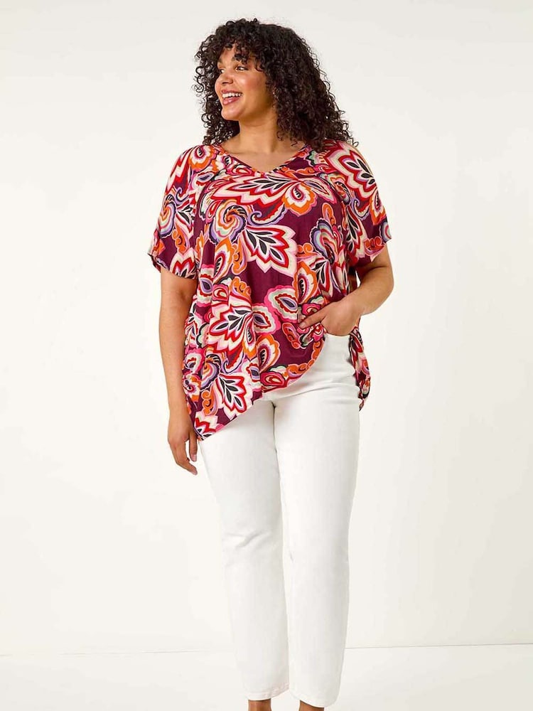 Roman Multi Curve Floral Print Cold Shoulder Blouse - Image 2 of 5