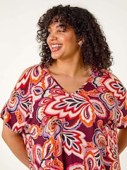 Roman Multi Curve Floral Print Cold Shoulder Blouse - Image 4 of 5