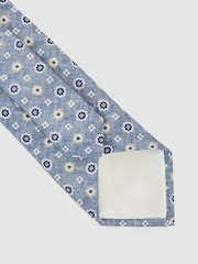 Reiss Soft Blue Cosimo Silk Floral-Medallion Tie - Image 5 of 6