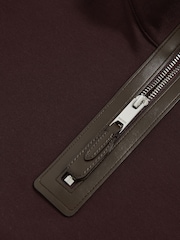 Reiss Cherry Red Hale Leather-Placket Interlock Sweatshirt - Image 5 of 5