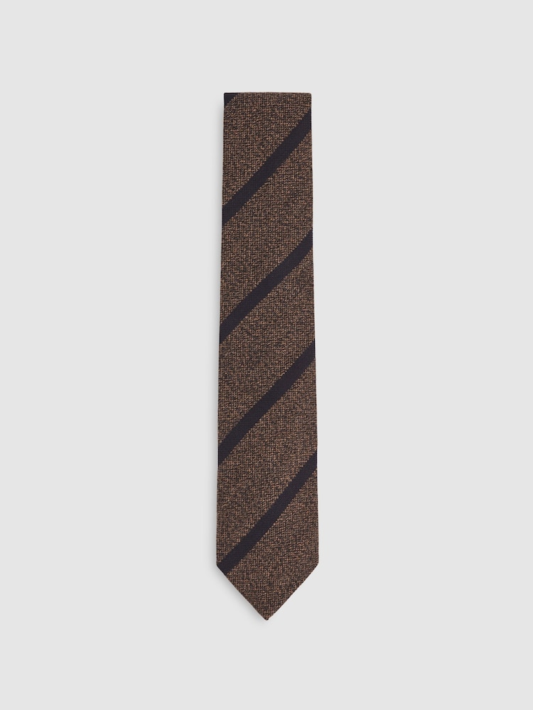 Reiss Chocolate Brown Sante Tie - Image 1 of 5