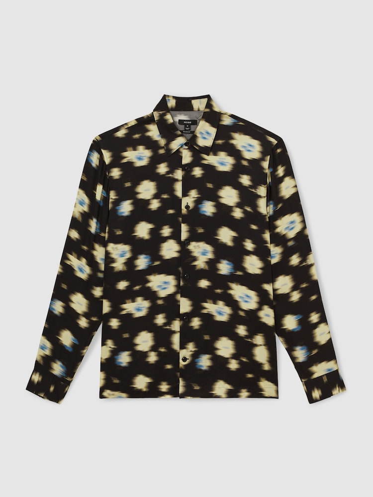 Reiss Black Petal Shirt - Image 2 of 6 Reiss Black Petal Shirt - Image 2 of 6