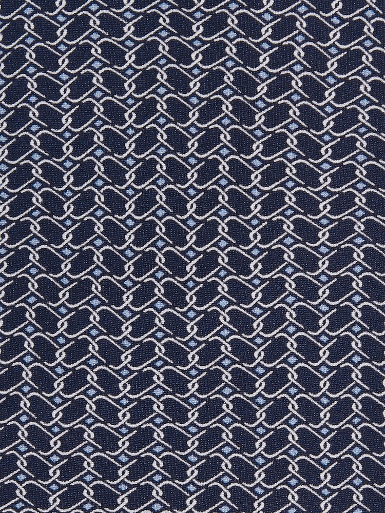 Reiss Navy Bernardo Silk Geometric-Chain Print Tie - Image 6 of 6
