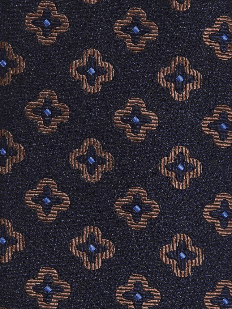 Reiss Navy Omero Silk-Wool Floral-Medallion Tie - Image 6 of 6