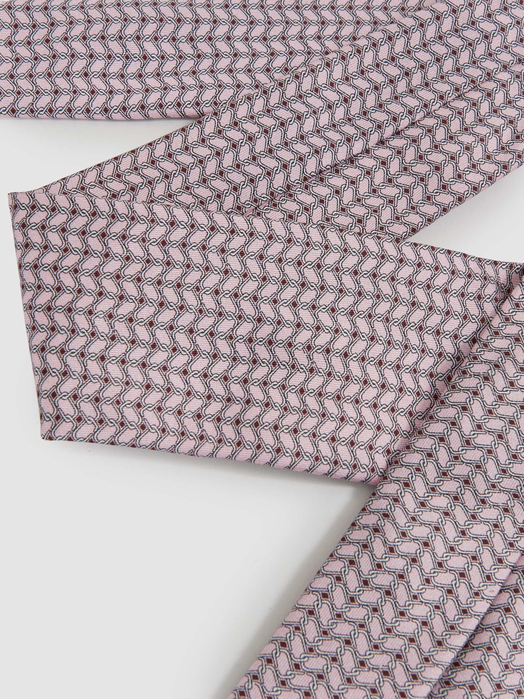 Buy Reiss Soft Pink Bernardo Silk Geometric-Chain Print Tie from the ...