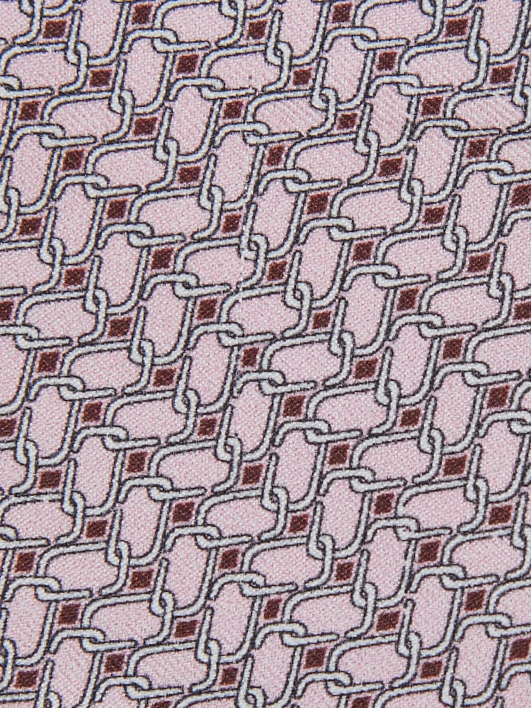 Reiss Soft Pink Bernardo Silk Geometric-Chain Print Tie - Image 6 of 6