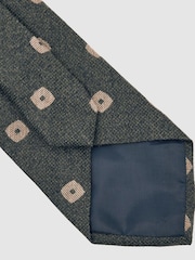 Reiss Forest Green Marco Silk-Wool Square-Medallion Tie - Image 4 of 7