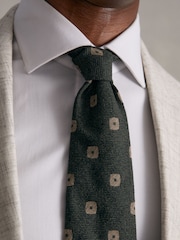 Reiss Forest Green Marco Silk-Wool Square-Medallion Tie - Image 6 of 7