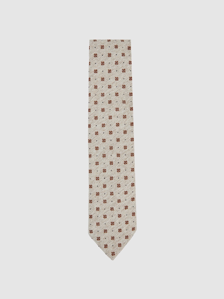 Reiss Oatmeal Melange Tullio Tie - Image 1 of 5