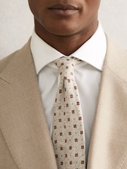 Reiss Oatmeal Melange Tullio Tie - Image 2 of 5