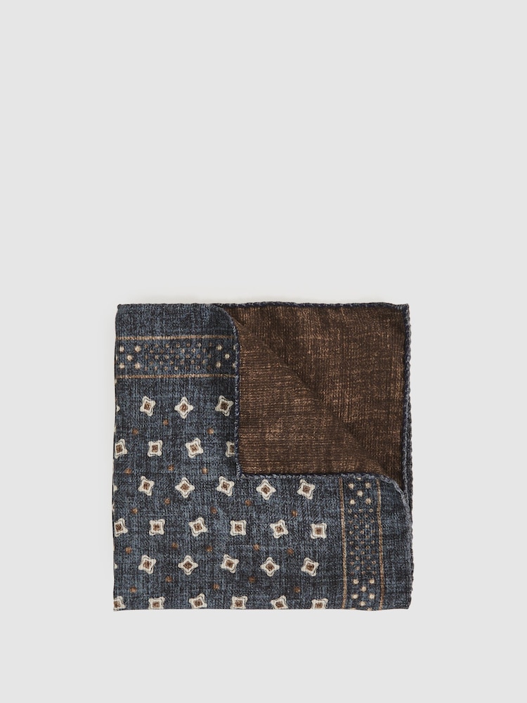 Reiss Denim Blue Melange Franco Pocket Square - Image 1 of 4