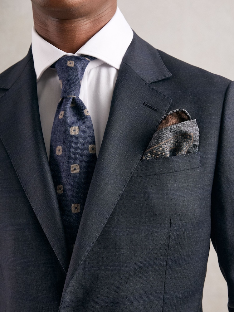 Reiss Denim Blue Melange Franco Pocket Square - Image 2 of 4
