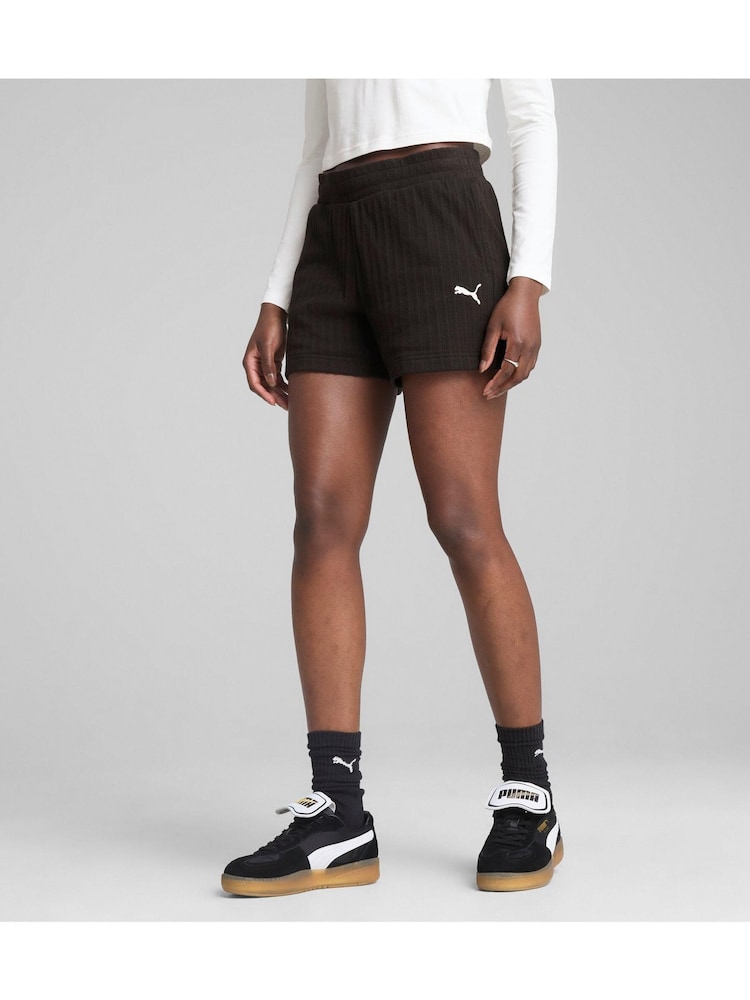 Puma Black Womens Wardrobe ESS 4" Pointelle Shorts - Image 1 of 5