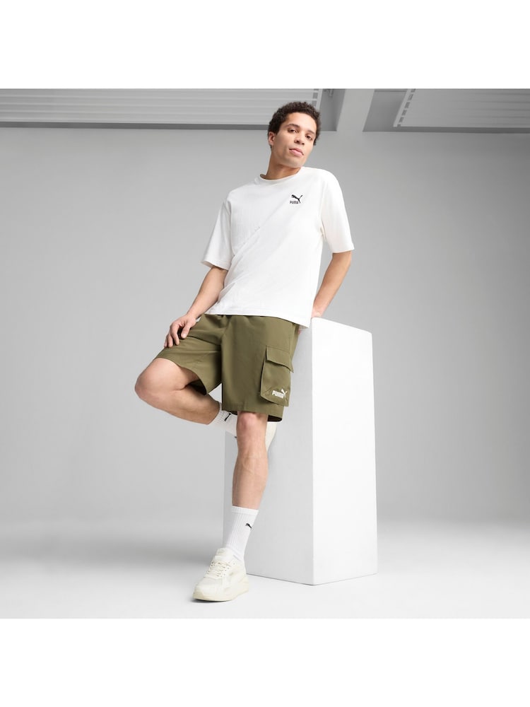 Puma Green Mens Essentials No.1 Logo Woven Cargo 9" Shorts - Image 4 of 4