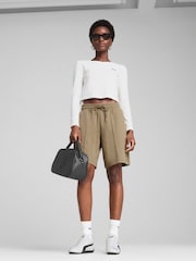 Puma Brown Womens Wardrobe Ess Relaxed Long Line 8"Shorts - Image 3 of 5