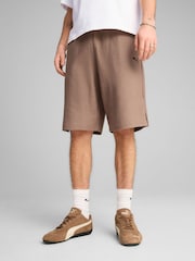 Puma Brown Mens Premium Essential Jacquard Long Line Relaxed Shorts - Image 1 of 2