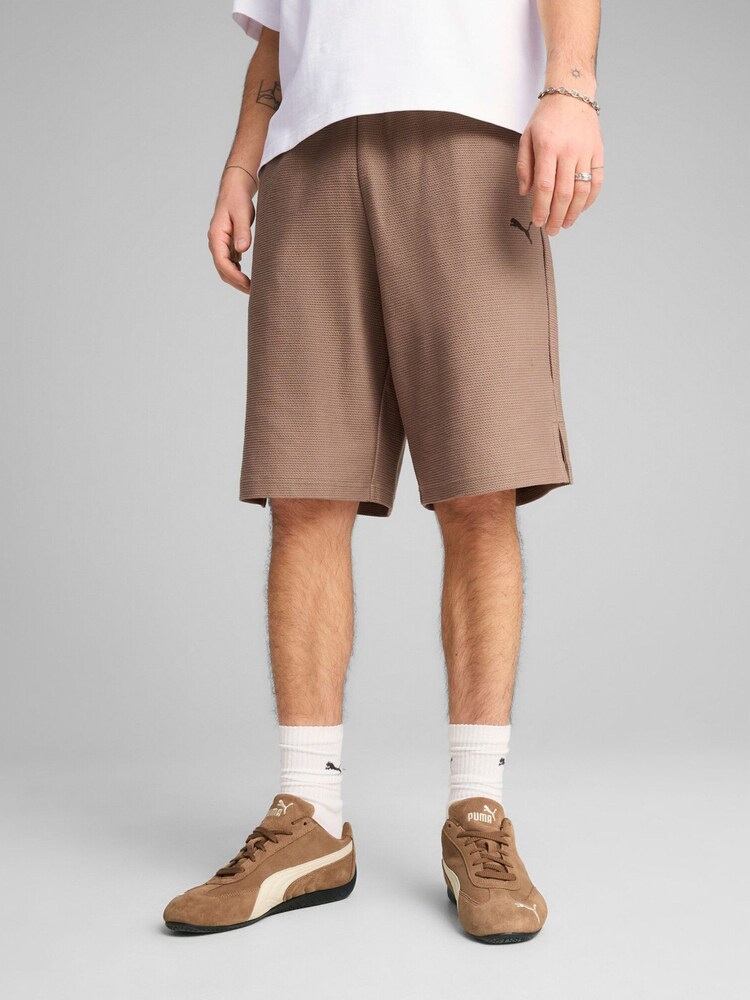 Puma Brown Mens Premium Essential Jacquard Long Line Relaxed Shorts - Image 1 of 2