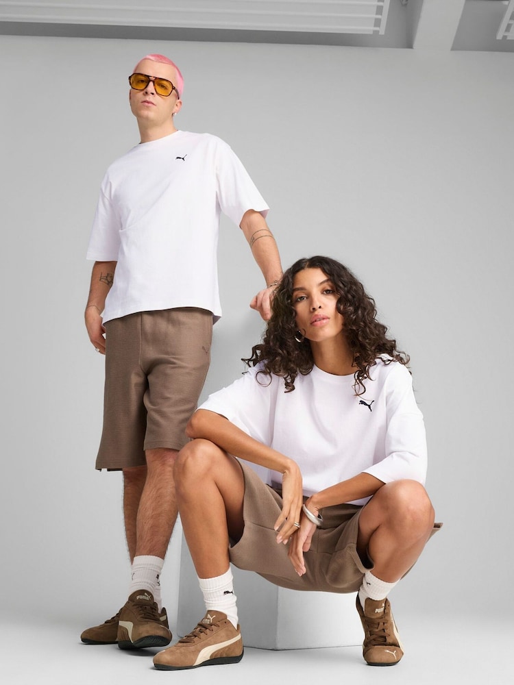 Puma Brown Mens Premium Essential Jacquard Long Line Relaxed Shorts - Image 2 of 2