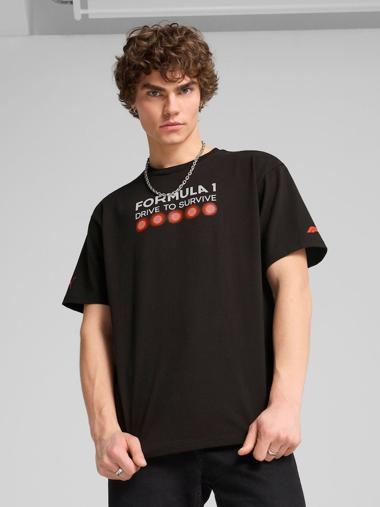 Puma Black Mens F1 Drive To Survive Graphic T-Shirt - Image 1 of 5