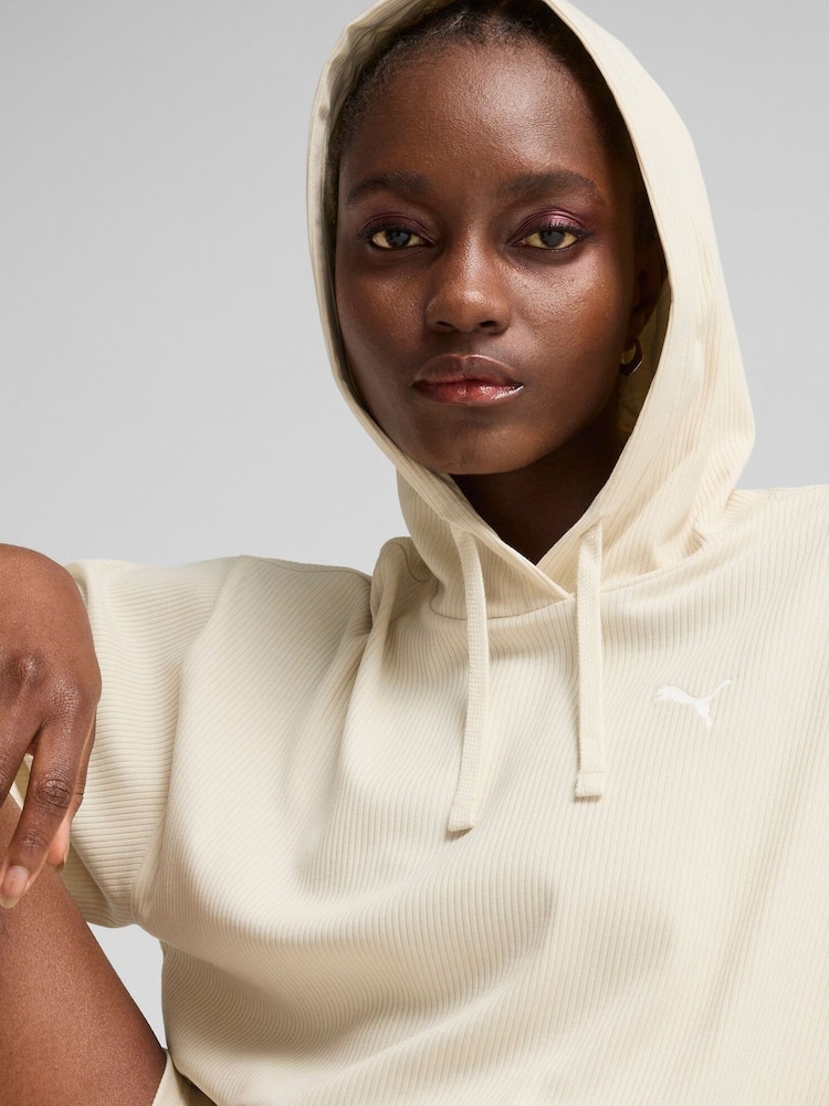 Puma Natural Womens Elevated Comfort Rib Hoodie - Image 2 of 7