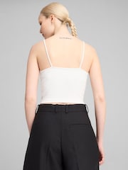 Puma White Womens Wardrobe Essentials Ribbed Tank Top - Image 2 of 4