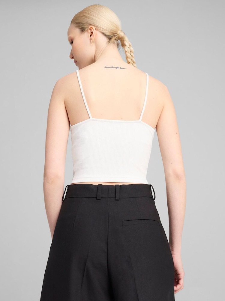 Puma White Womens Wardrobe Essentials Ribbed Tank Top - Image 2 of 4
