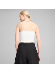 Puma White Womens Wardrobe Essentials Ribbed Tank Top - Image 3 of 4