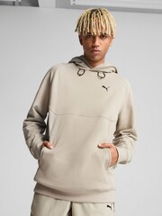 Puma Brown Mens Tech Deltaknit Relaxed Hoodie - Image 1 of 7