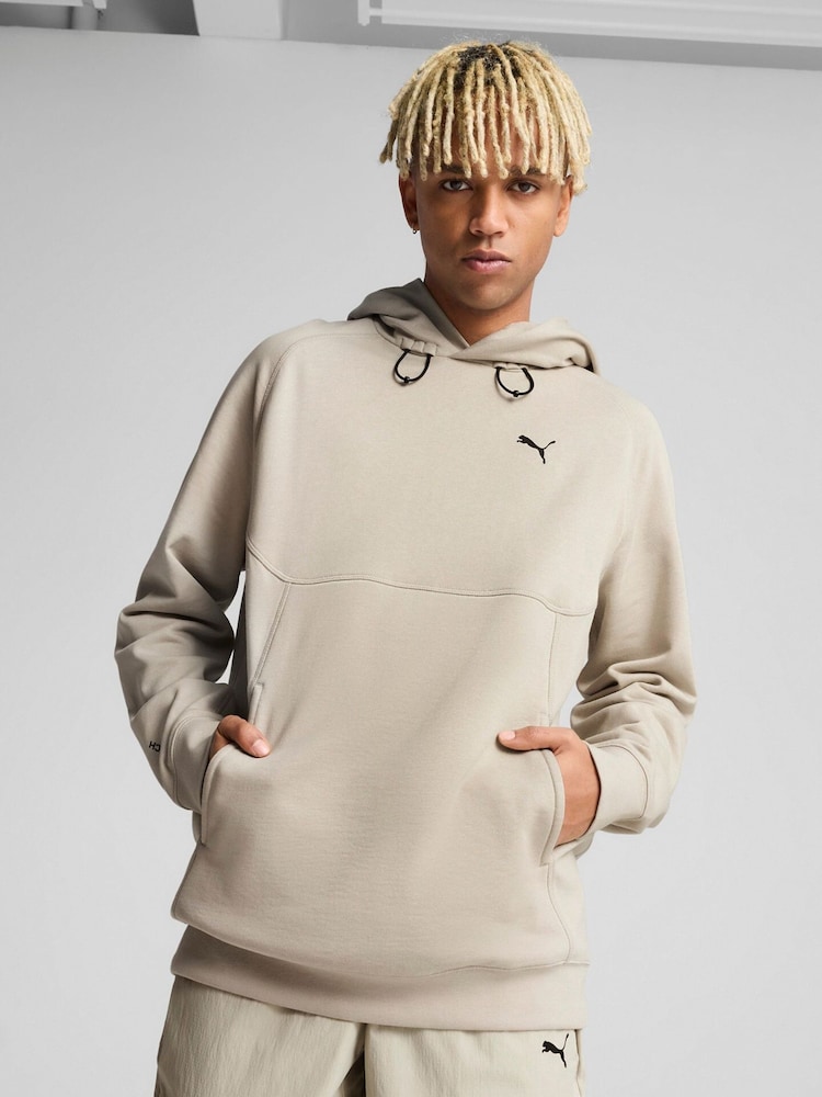 Puma Brown Mens Tech Deltaknit Relaxed Hoodie - Image 1 of 7