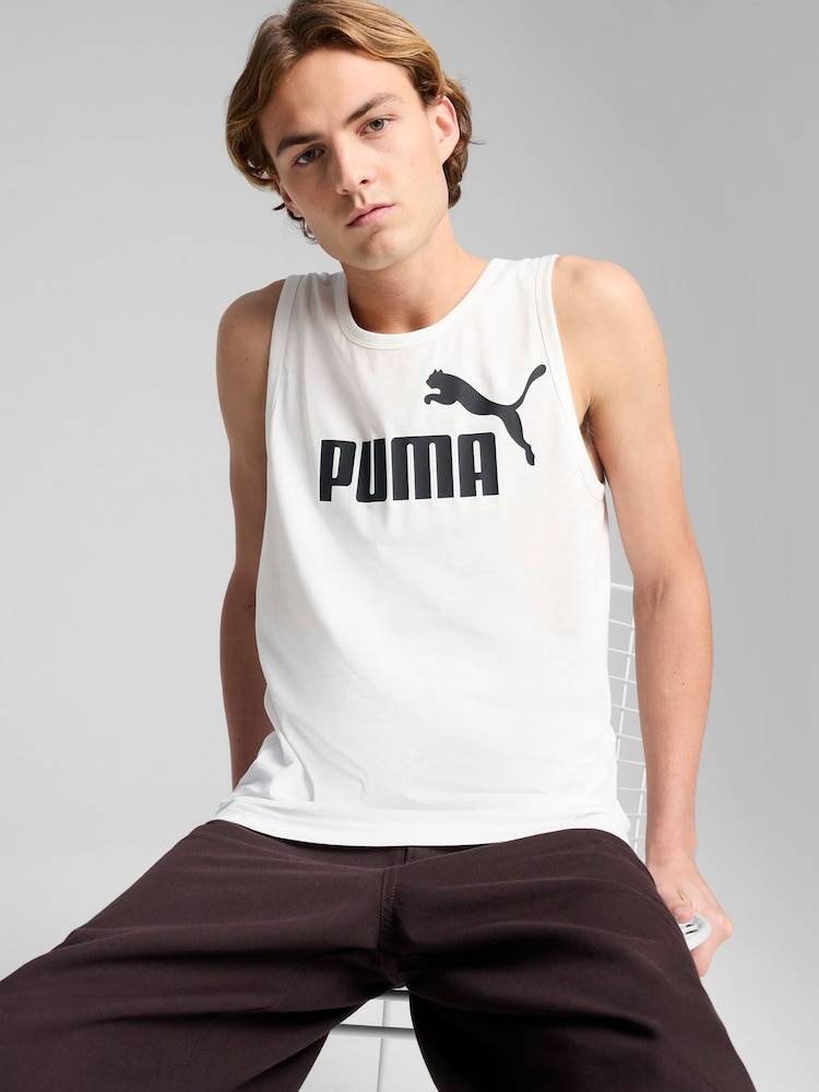 Puma White Mens Essentials No. 1 Logo Tank Top - Image 1 of 3