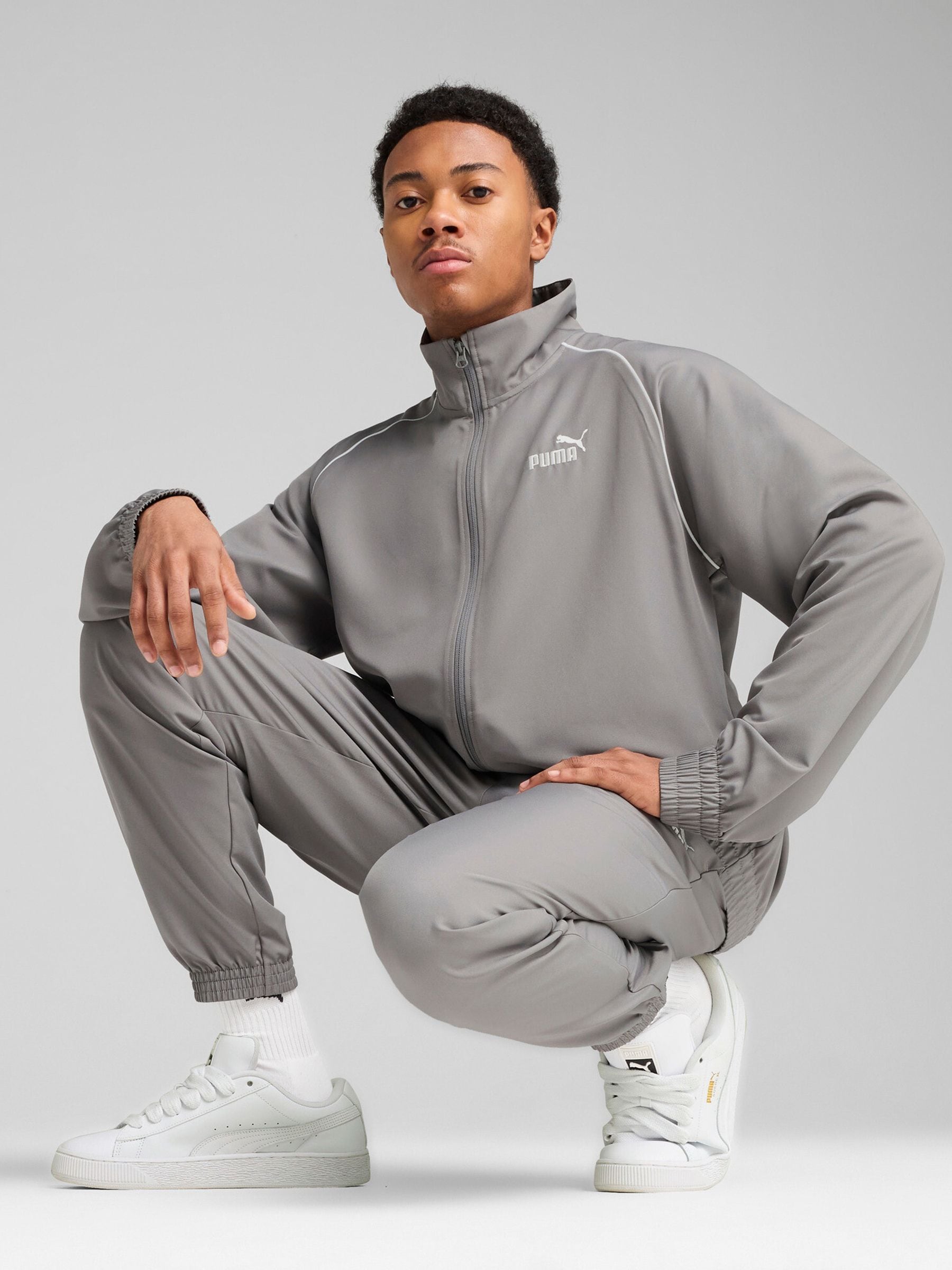 Buy Puma Grey Mens Woven Piping Tracksuit from Next USA